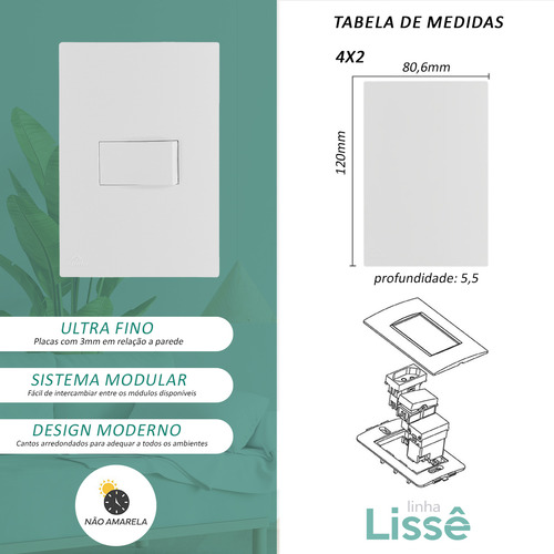 Modulo Tomada 20a Vermelha Linha LissĂȘ Apoio - C&s