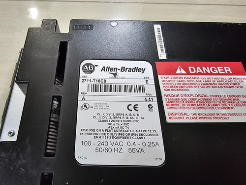 Allen Bradley 2711-t10c8 Panelview 1000 Dh+ Comunicacion (Usado)