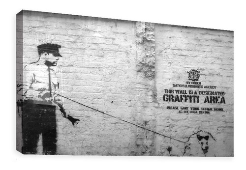 Cuadro Decorativo Canvas Policia Paseando Perro Banksy
