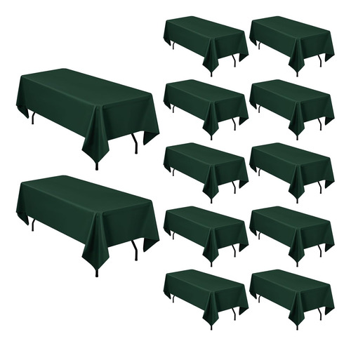 Mantel Rectangular De Poliéster Verde 152 X 259 Cm Para Mesa