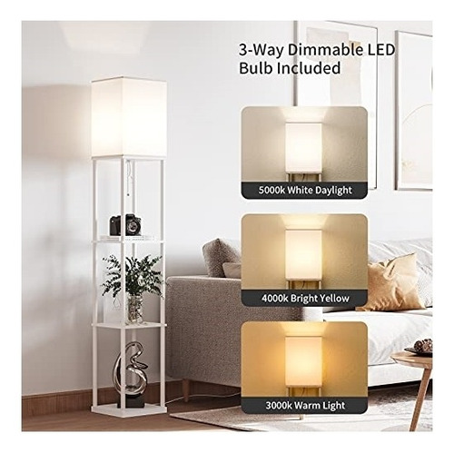 Lámpara De Pie Con Bombilla Led Regulable De 3 Vías