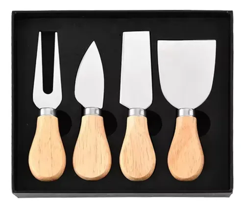 Juego De Cuchillos Para Quesos Set En Acero Mango De Madera