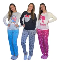 Comprar Kit 5 Pijamas Feminino Personagem Pijama Inverno Longo Frio