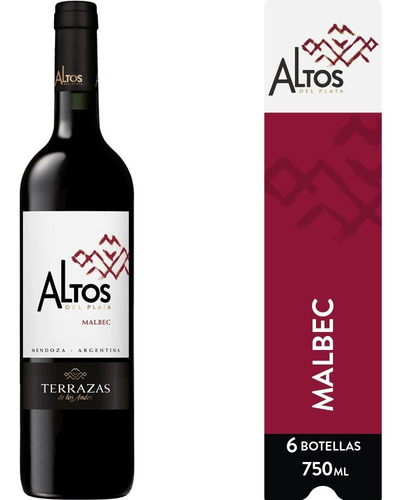 Imagen 1 de 8 de Vino Altos Del Plata Malbec Caja 6u X 750ml