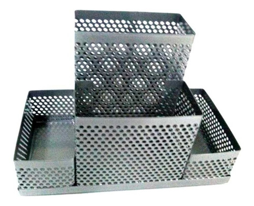 Imagen 1 de 6 de Organizador Metal Enrejado 4 Cuerpos 13x11x13cm Plateado