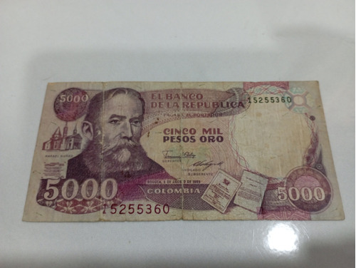 Billete 5000 Pesos Oro Original Del 1988