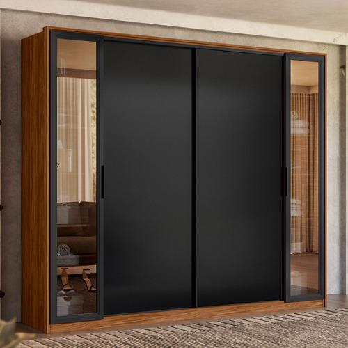Guarda Roupa Casal Laredo 4 Portas 4 Gavetas Flex Com Vidro
