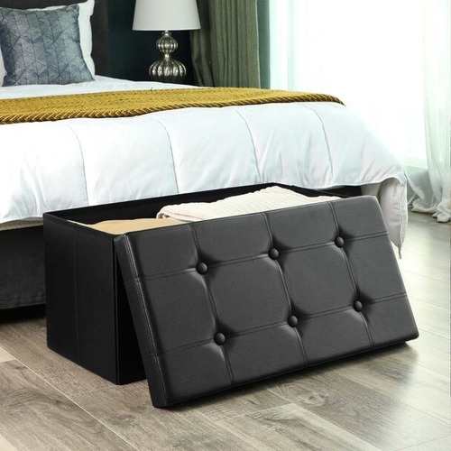 Banqueta Baul Puff Baul Negro 76x38 Organizador Puff Sillon