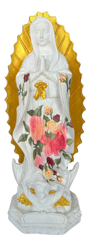 Virgen De Guadalupe Decorada 22 Cm + Luces + Caja De Regalo