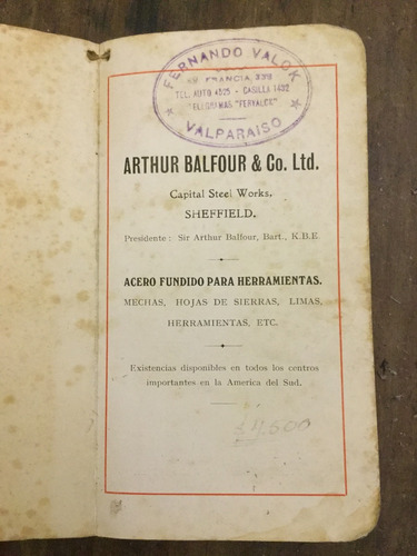 Antiguo Catálogo Arthur Balfour Co Acero Para Herramientas