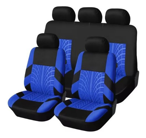 Forro De Asiento Universal Para Vehículo 9 Pzas Negro-azul