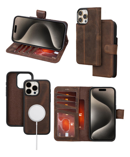 Capa Tipo Carteira Bayelon Para iPhone 15 Pro Max Em Couro I
