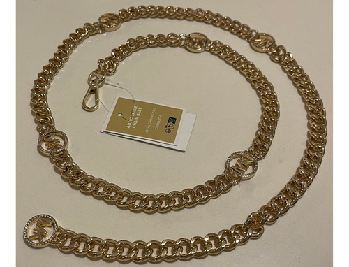 Cinto Michael Kors Cadena Metalica Dama 100% Color Dorado Diseño De La Tela Color Sólido Talla Xxl/1x
