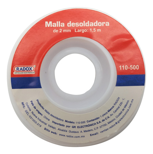 Malla Desoldadora Para Cautín, Cobre 2 Mm X 1,5m