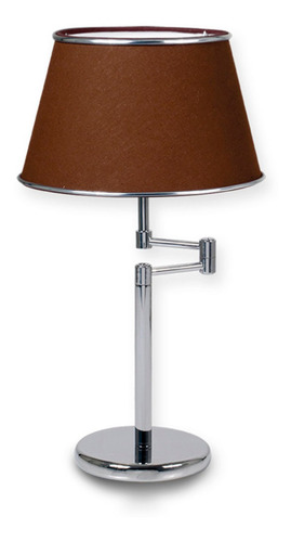 Lampara Velador Moderno Led Living Habitacion Luz Acero Lds Estructura Cromado Pantalla Rojo