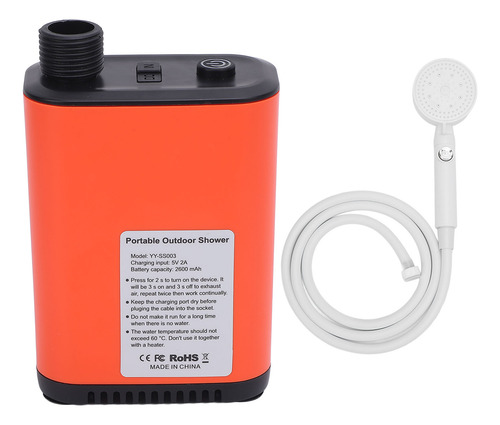 Set De Ducha Portátil Con Bomba Recargable De 2600 Mah