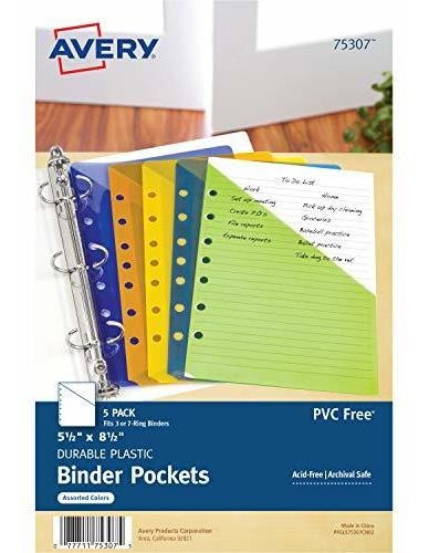 Pockets Avery Mini Binder, Una Variedad De Colores, Se Ajust