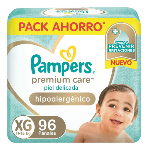 Pañales Pampers Premium Hipoalergenico  XG