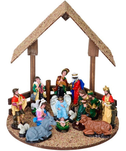 Belén completo con casita - Belén navideño de resina