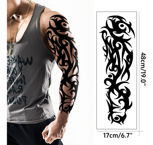 Tatuaje Temporal De Brazo Completo De Halloween Para Hombres