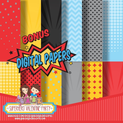 Kit Imprimible Super Heroes Comic Clipart Png Fondos Papeles