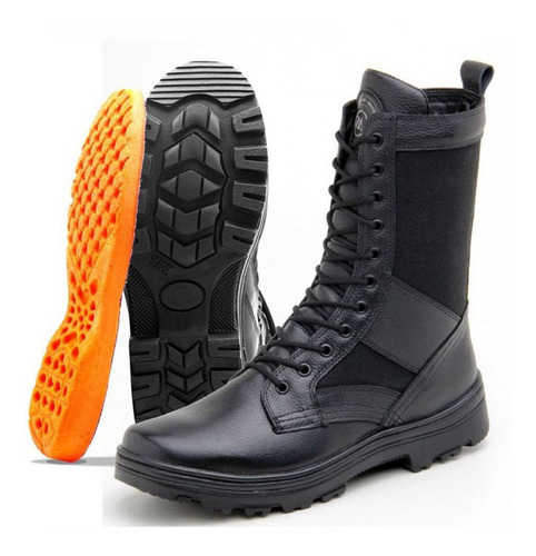 Imagem 1 de 5 de Bota Coturno Clsl Militar Atron Couro Preto 285
