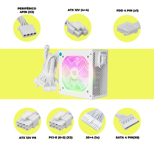 Fonte Atx Alimentação Pc Gamer 650w Rgb Silencioso Pfc Ativo