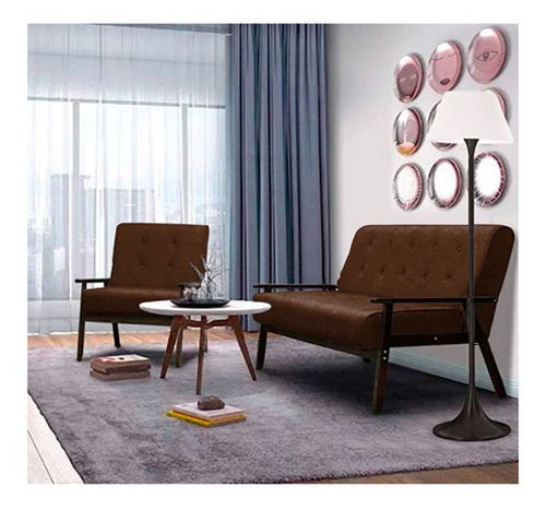 Sala Dalí Suede Chocolate Mueble Sofa Salas Sillon