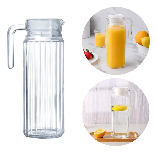 Jarra De Vidro Com Tampa Plástico Suco Água 1 Litro