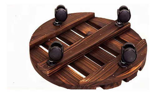 Soporte Redondo De Madera Con Ruedas Para Plantas 25x25 Cm