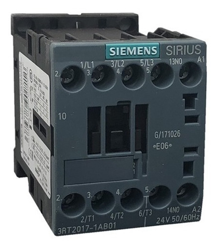 3rt2017-1ab01 Siemens Contactor 12amps Bob:24vac S00 C-1na