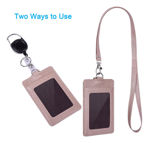 Wisdompro Badge Holder, 2-sided Pu Leather Id Badge Card ...