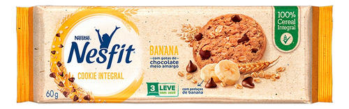 Biscoito Nestlé Nesfit de banana com gotas de chocolate meio amargo 60 g