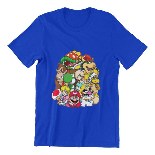 Polera Unisex Mario Bros Super Grupo Wario Algodon Estampado