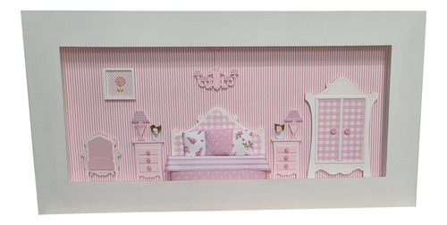 Cuadro Cuarto Bebe Nena Miniatura Shabby Chic 3d Regalo 