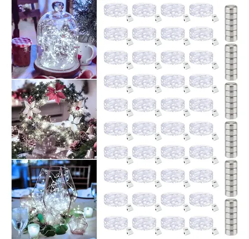 Pack 50 Fios De Fada Led Com 2m E 20 Luzes Brancas-frias Para Decoração Branco-frio 5v