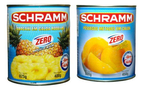 Kit Doce Schramm Pêssego E Abacaxi Em Calda Zero Açúcar