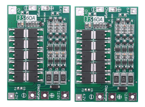 Placa De Protección 2x 3s 60a Bms Placa Li-ion 18650 Ba