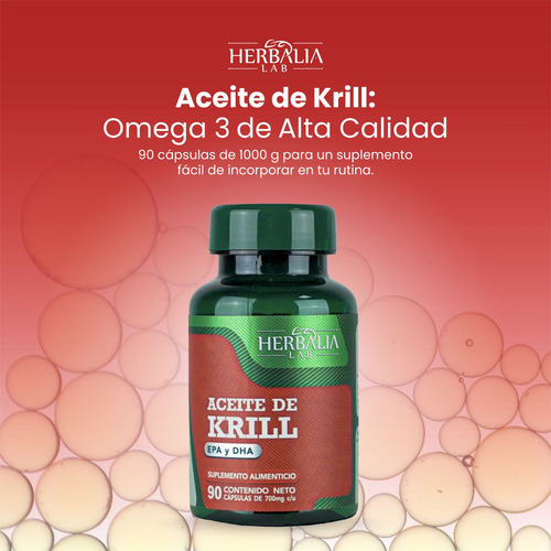 Aceite De Krill Puro Herbalia Lab Rico Epa Y Dha 90 Cáps Vitaminas Sabor Sin Sabor