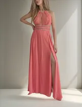 Comprar Vestido Fiesta Largo Elegante Con Doble Tajo  Moda Pasion