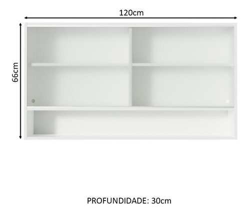 Aéreo Madesa Glamy 2 Portas Correr Vidro Quadrato - Branco G2512709PRMB