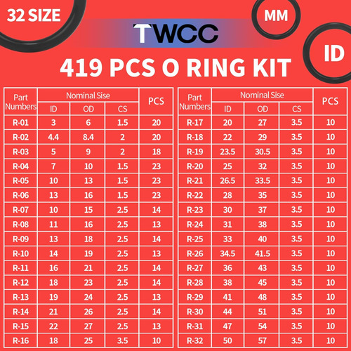 Twcc - Juego De 826 Piezas De Juntas Tóricas Universal...