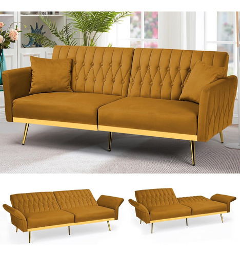 Sofa Cama Terciopelo Biplaza Ajustable Convertible Acmease