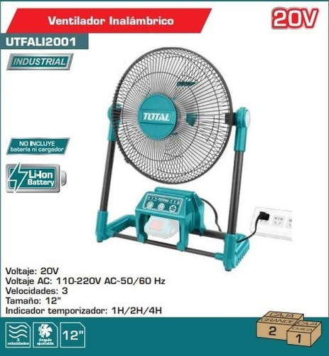 Imagen 2 de 2 de Ventilador Inalámbrico Total 20v