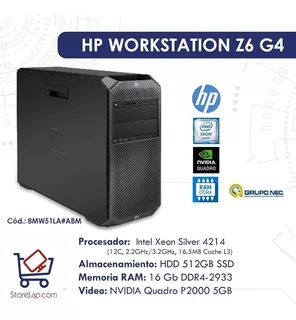 Hp Workstation Z6 G4, Intel Xeon Silver 4214 (12c)