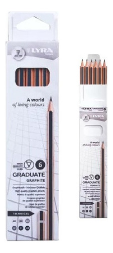 Set Lyra Graduate Graphite Grafito X6 4h 3h 2h H F Hb