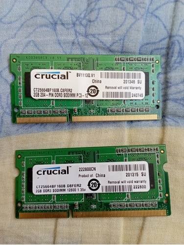 Memoria Ram Ddr3 2gb Crucial Laptop