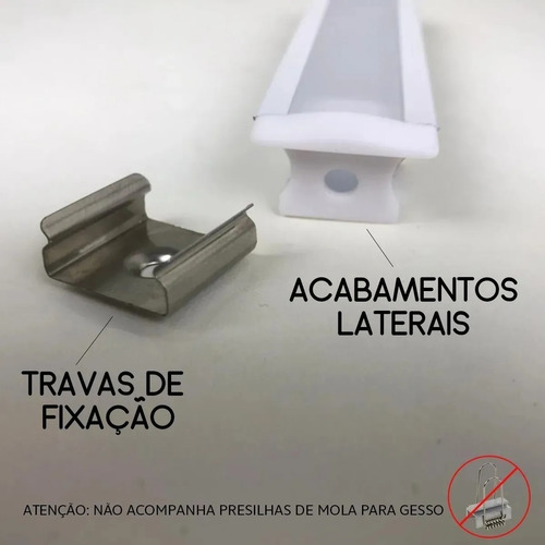 Perfil Led Embutir Mini Slim Preto C/ Difusor Fumê 4 Metros