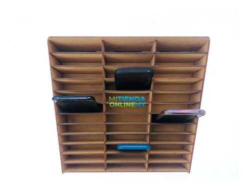 Imagen 3 de 4 de Caja Organizador Exhibidor Mdf Para 36 Teléfono Celular