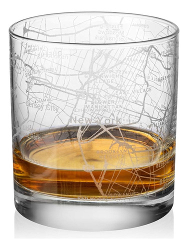 Rocks Whiskey Old Fashioned 11oz Glass Urban City Map Nueva 